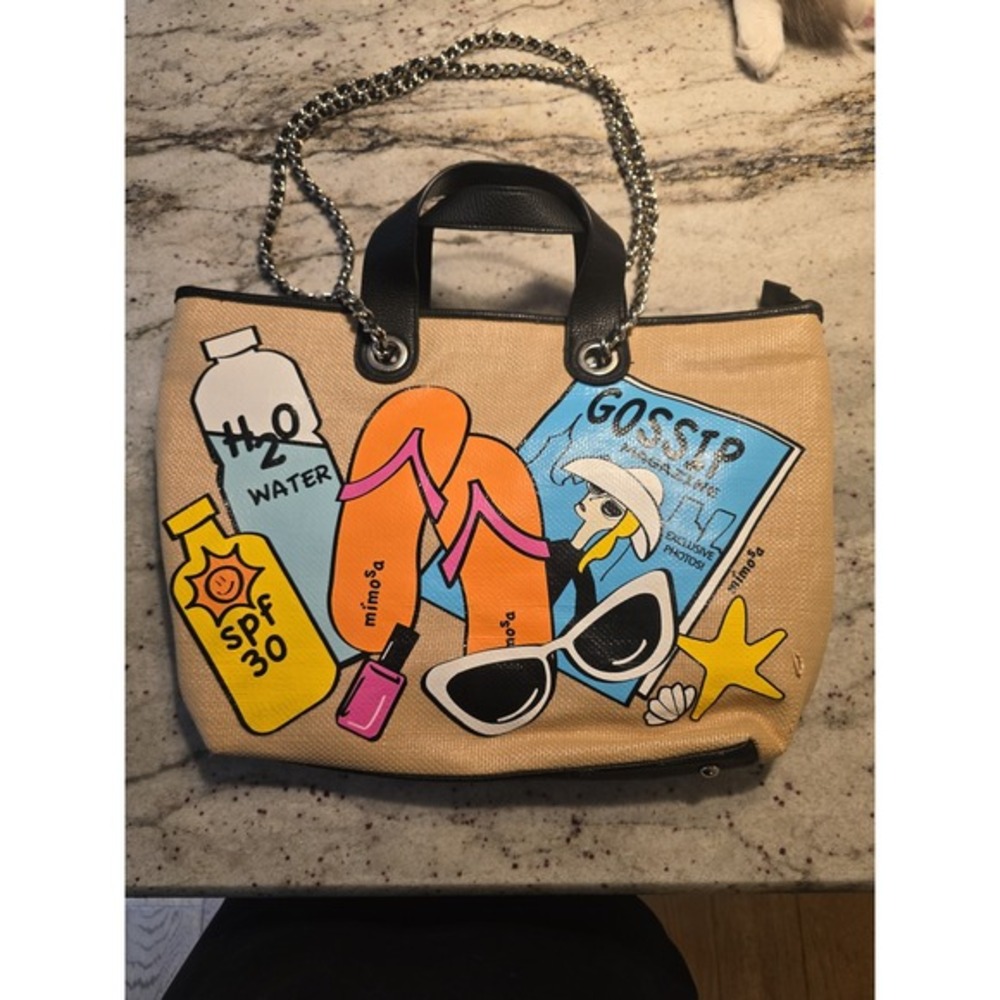 Beach bag Mimosa zipper shoulder straps and hand straps